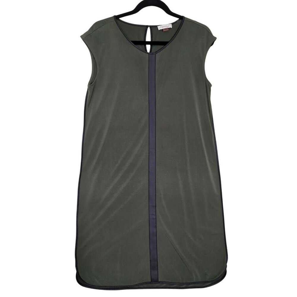 Calvin Klein Shift Dress Womens 6‎ Green Black Stretch Career Casual Chic